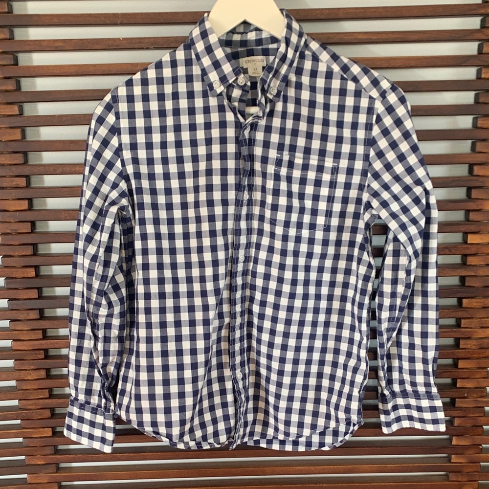 J. Crew Navy and White Plaid Button Down Shirt